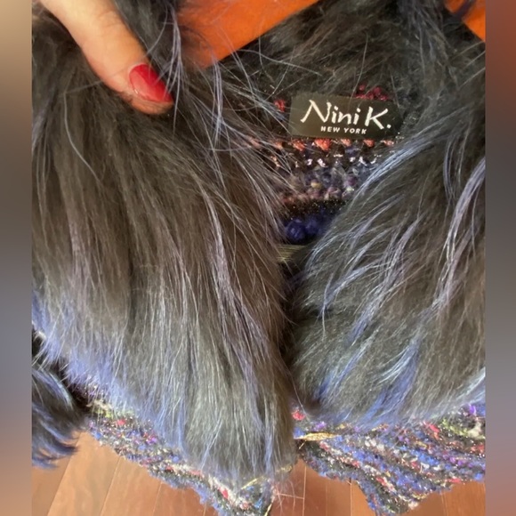 Nini K Saks Fifth Avenue Hade-Made Vest With Real Fox Hand Crocheted One Size - Picture 11 of 14